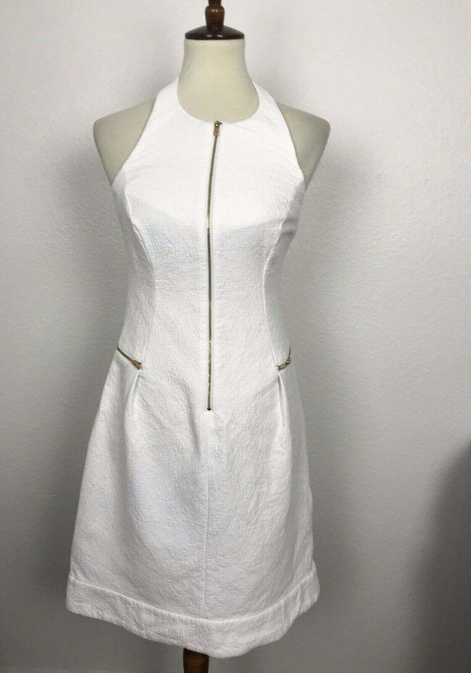 Ellen Tracy A-Line Halter Dress Textured